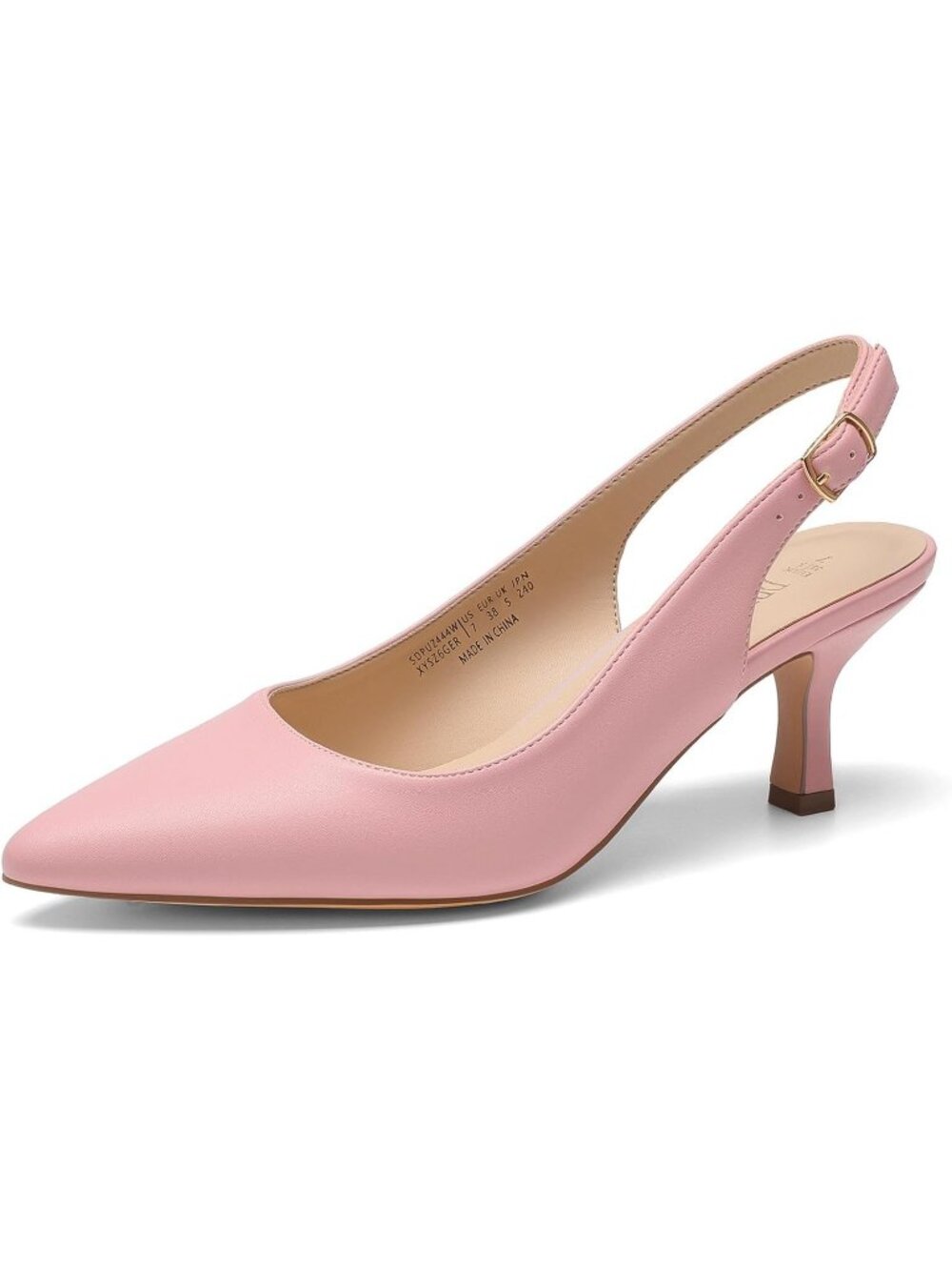 Dream Pairs Women's Pink Pu Kitten Slingback Heels Pointed Toe Low Heel Pump